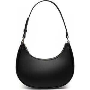 Women Black Retro Classic Clutch Shoulder Tote Hand Bag With Zipper Closure
